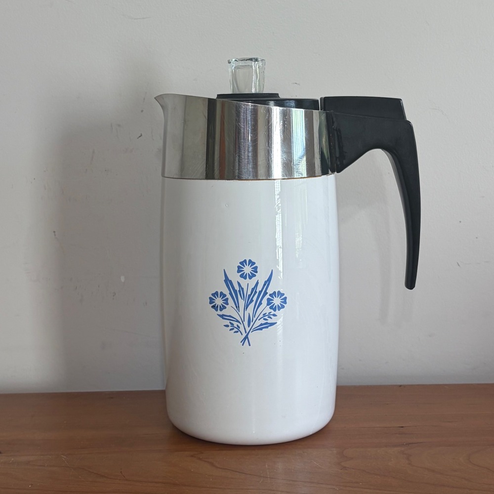 Vintage Corning Ware P-149 Blue Cornflower 9 Cup Stovetop Coffee Percolator